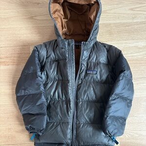 Patagonia Kids Hi Loft Down Sweater Hoodie Puffer Jacket - Gray